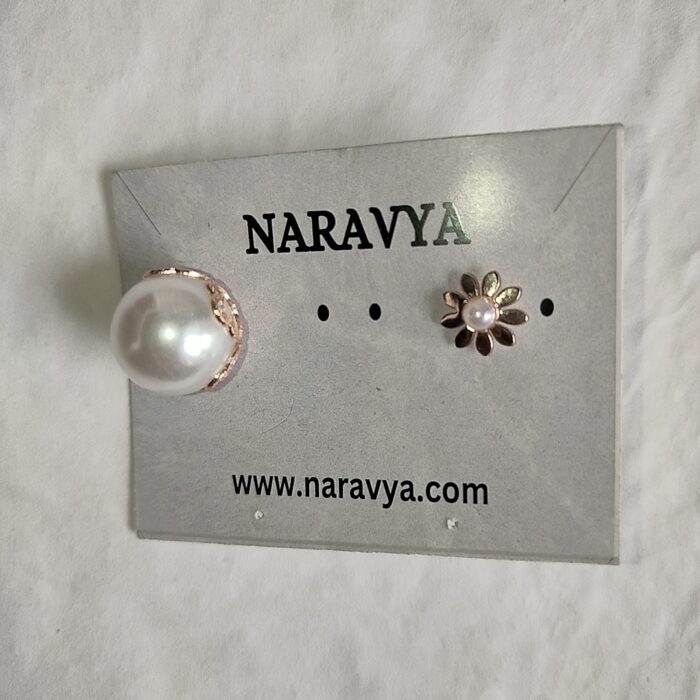 FLOWER PEARL TWO SIDE STUD