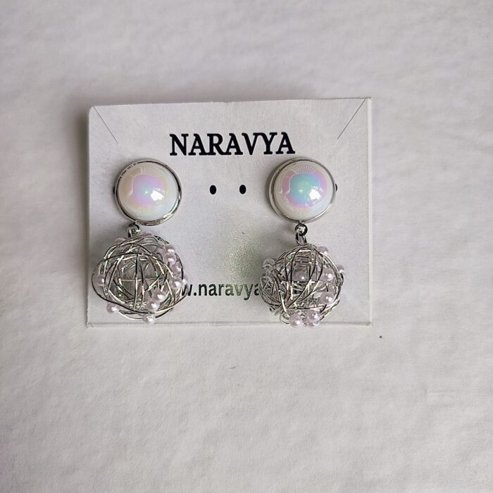SILVER WIRE PEARL EARING